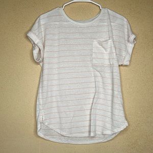 White/Light Pink Stripes Short Sleeve Top